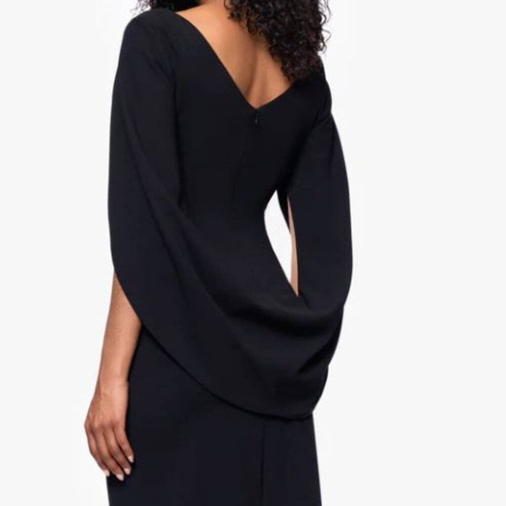 Betsy & Adam Scuba Sheath Dress with Draped Back (Navy)